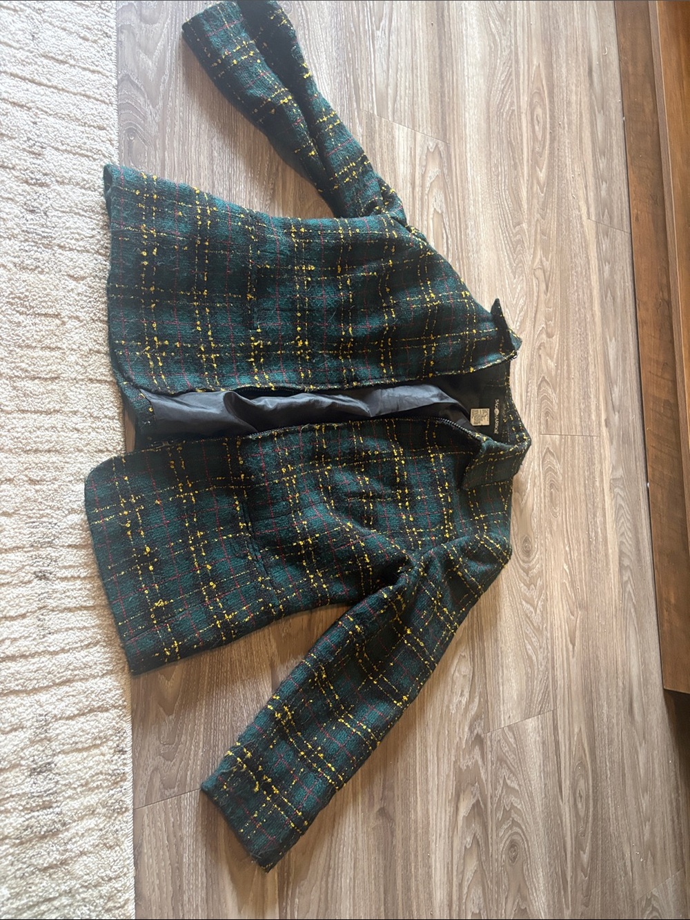 Sag Harbor Green Plaid Tweed Kids Blazer with Yellow Accents